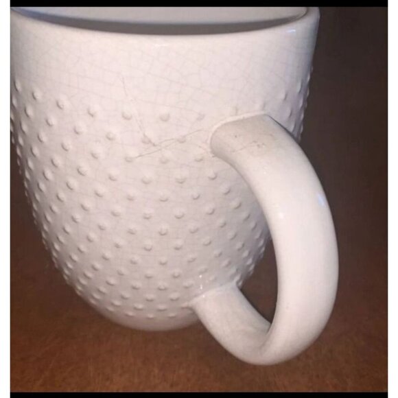 Set Of 3 Assorted White Ceramic Coffee Mugs With Textured & Smooth Designs - Picture 8 of 16